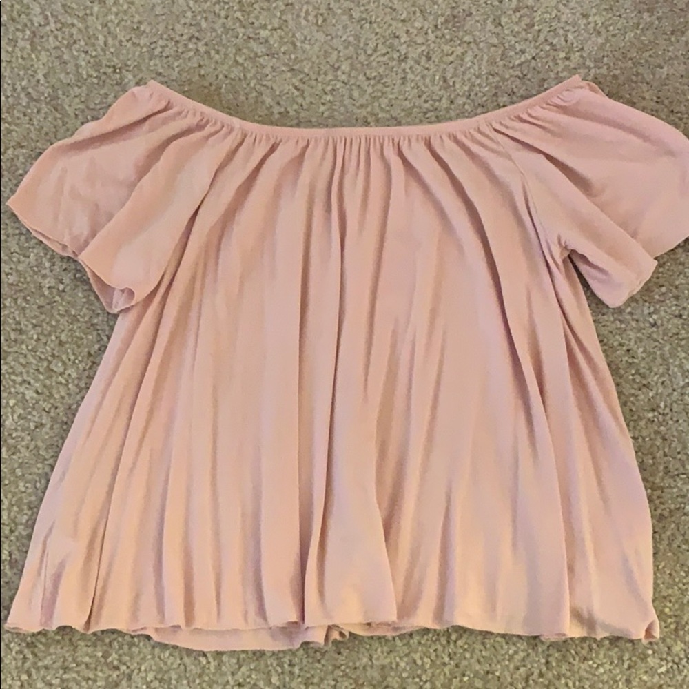 Light pink off the shoulder blouse